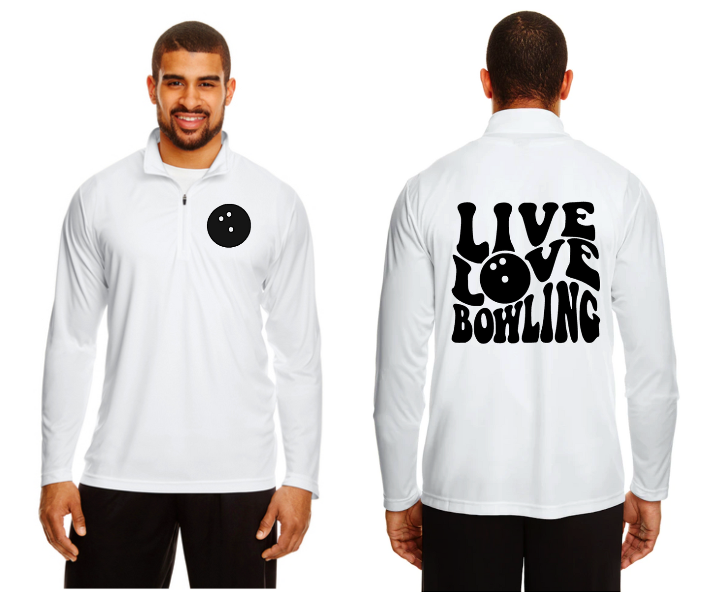 live love bowling performance quarter zip